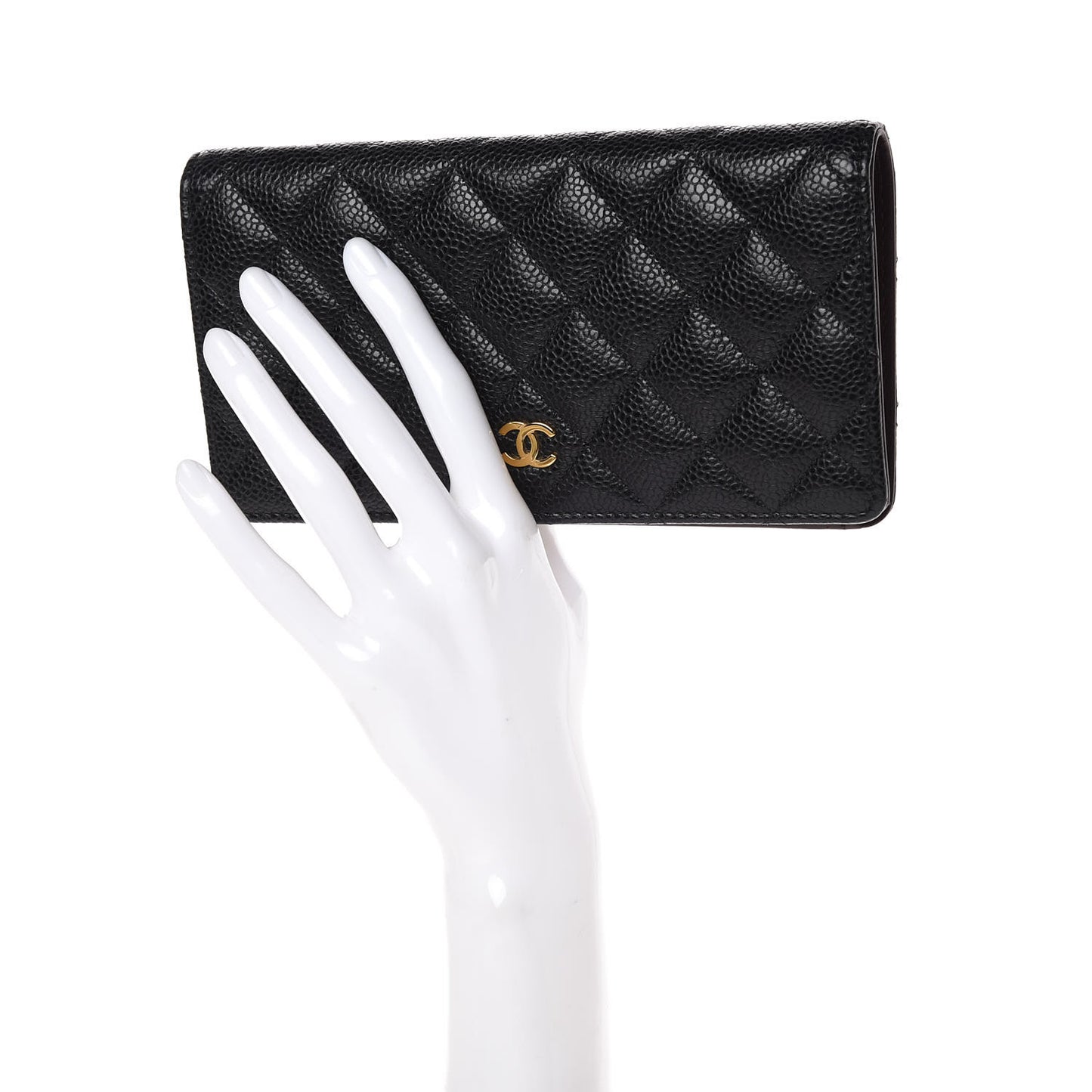 Caviar Quilted Yen Wallet Black