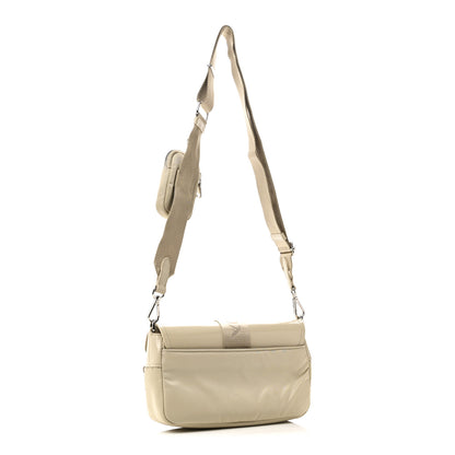 Prada Re-Nylon Spazzolato Double Pocket Buckle Shoulder Bag Deserto 3 of 10
