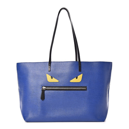 Fendi Vitello Elite Cuoio Monster Buggies Medium Roll Tote Blue Neon Black Multicolor Rosso Scuro 3 of 12