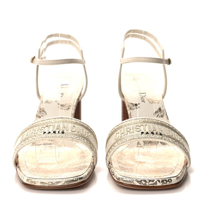 Christian Dior Canvas Lurex Embroidered Dway 80mm Sandals 38 White Gold 2 of 9
