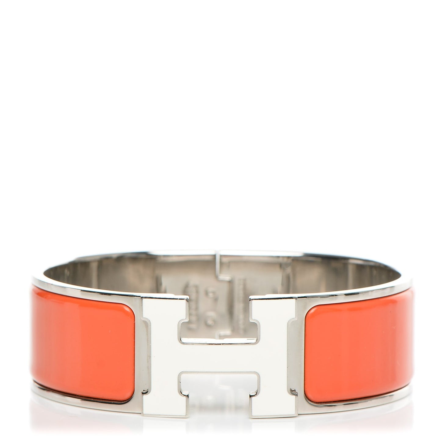Enamel Wide Clic Clac H Bracelet GM Orange White