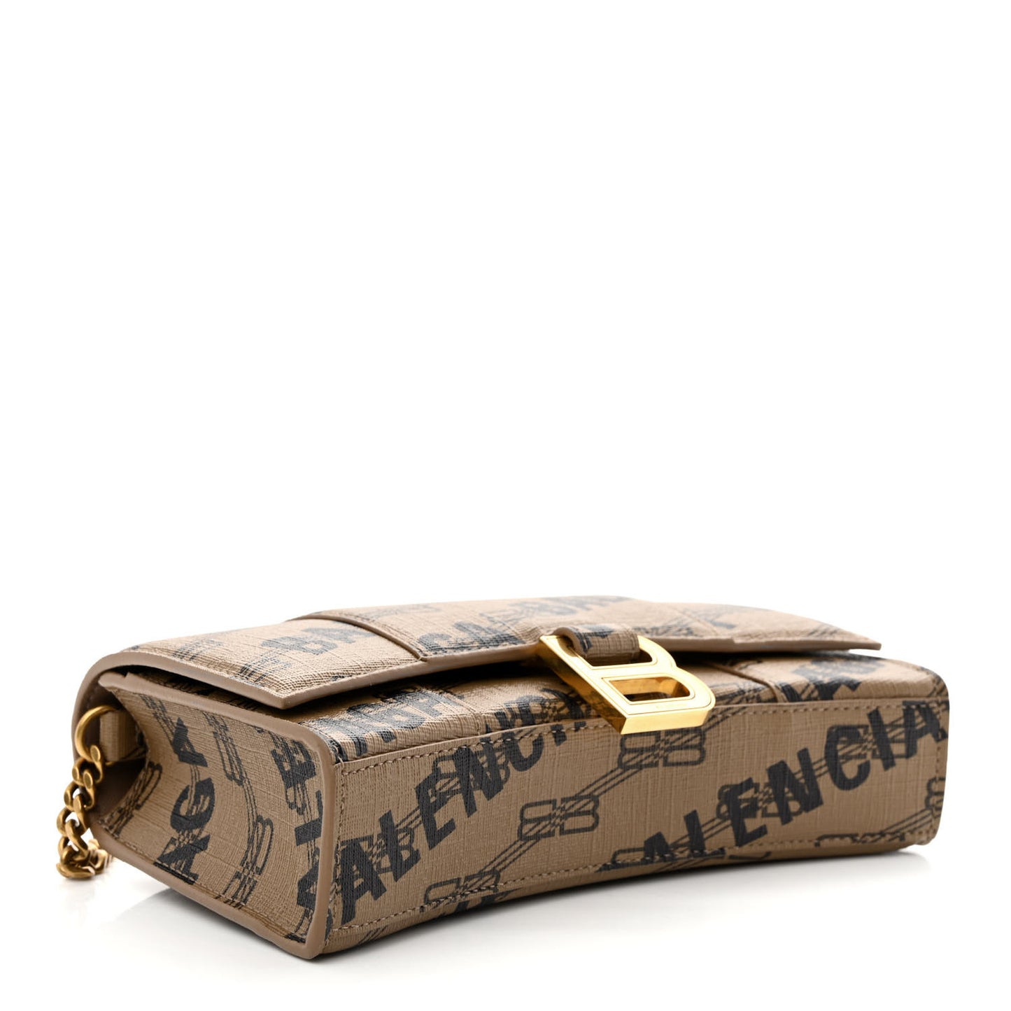 Coated Canvas BB Monogram Allover Logo Hourglass Chain Bag Beige Brown Black