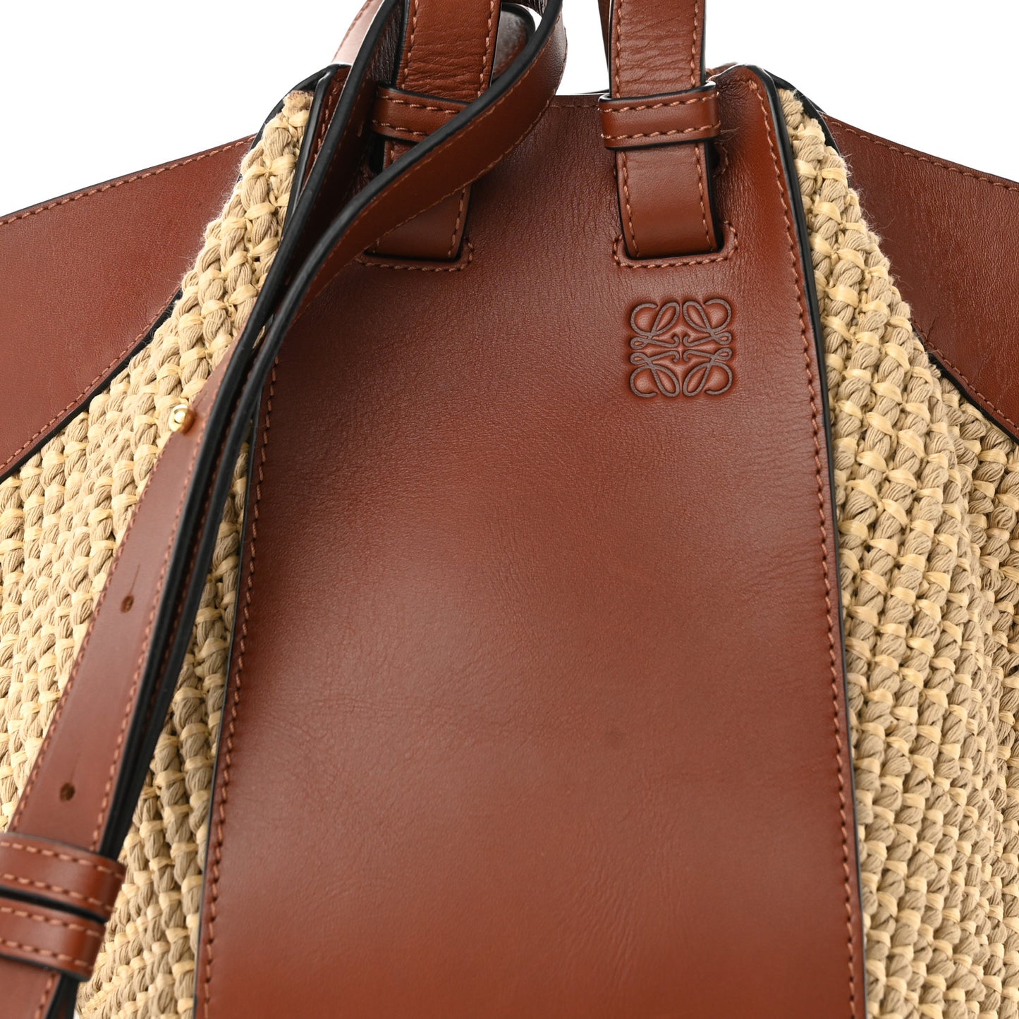 Calfskin Crochet Small Hammock Shoulder Bag Tan Natural