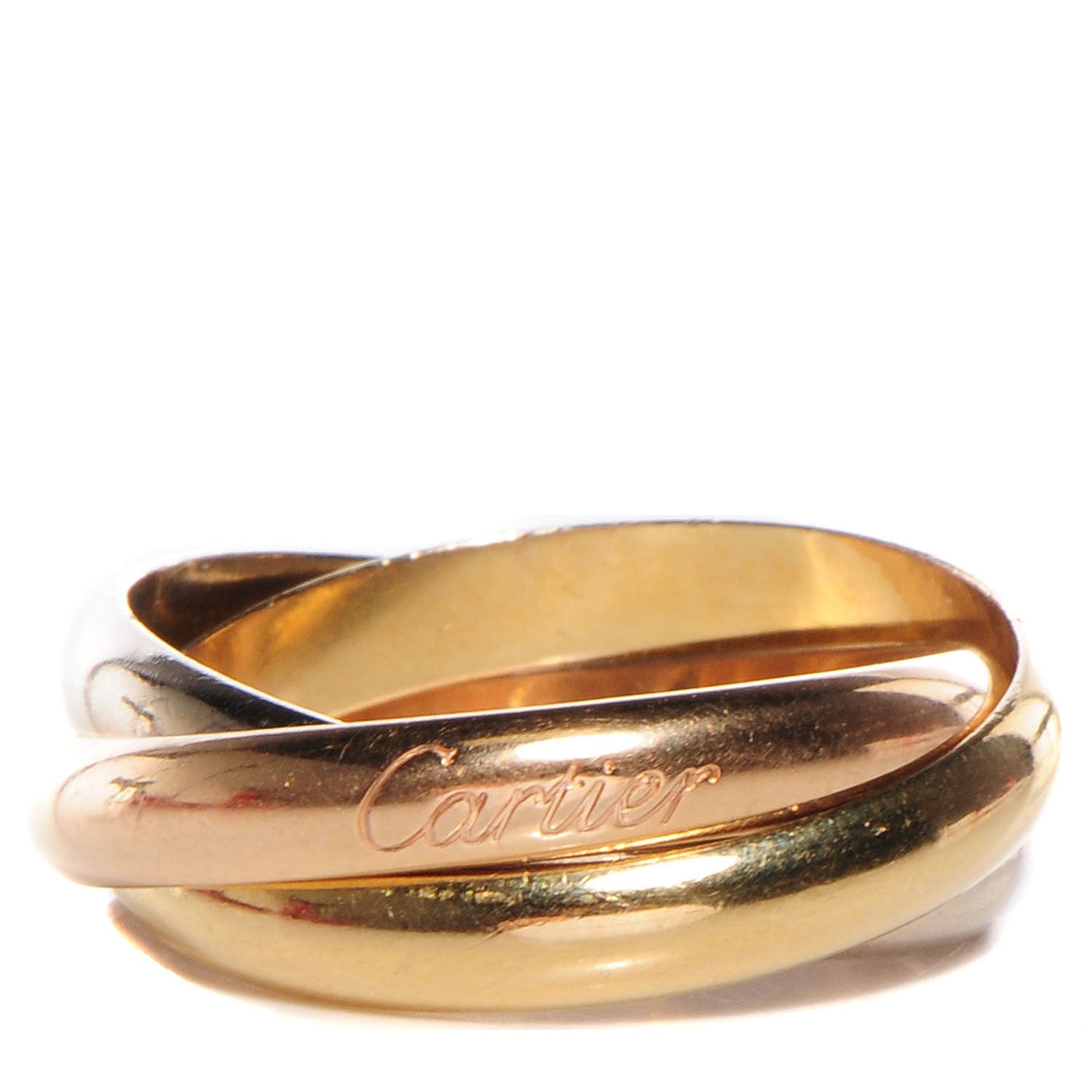 Cartier 18K Pink Yellow White Gold Small Trinity Ring 59 8.75 1 of 5