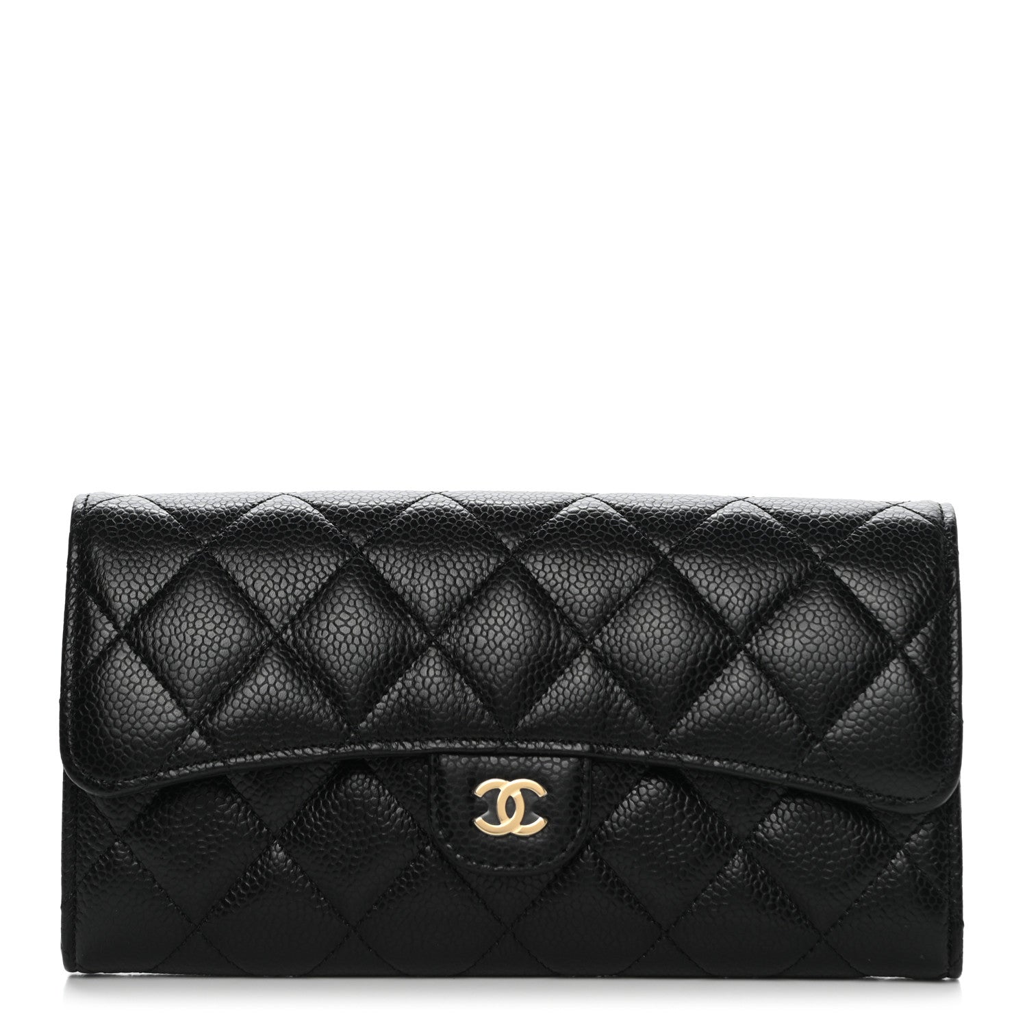 Chanel Caviar Quilted Large Gusset Flap Wallet Black 1 of 9