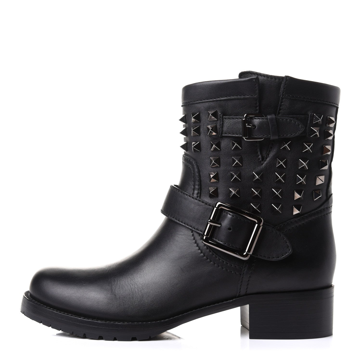Valentino Garavani Calfskin Rockstud 30mm Biker Boots 38 Black 1 of 14