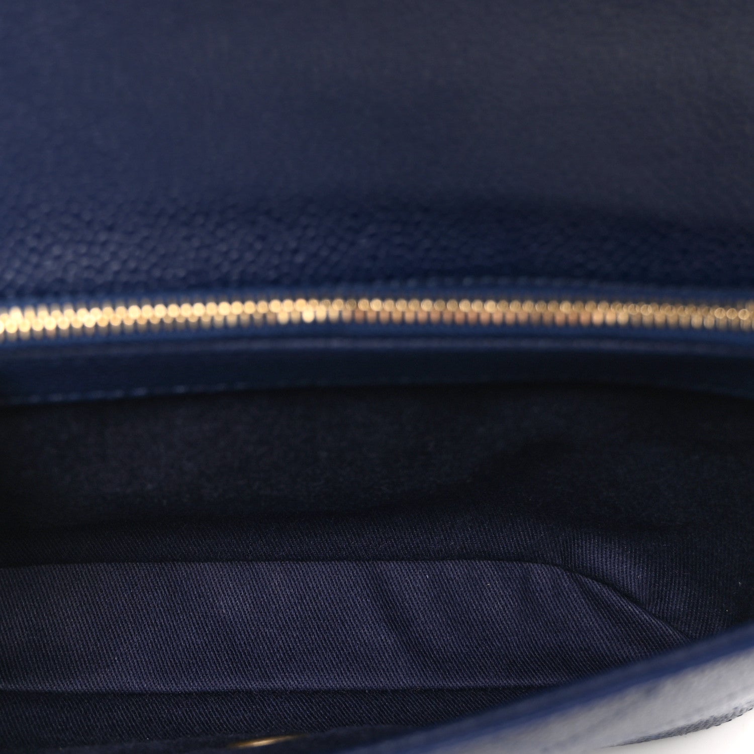 Chanel Grained Calfskin Small Stitched Flap Navy Blue 5 of 10