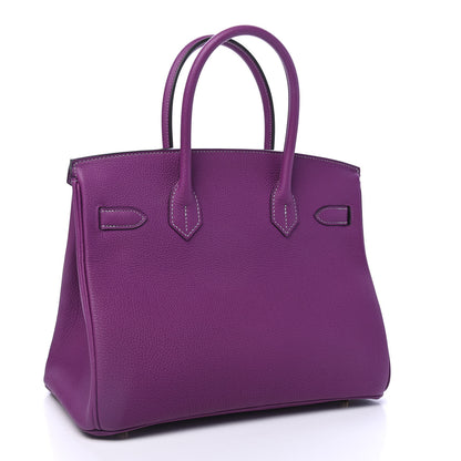 Hermes Togo Horseshoe Birkin 30 Anemone Gris Mouette 2 of 10