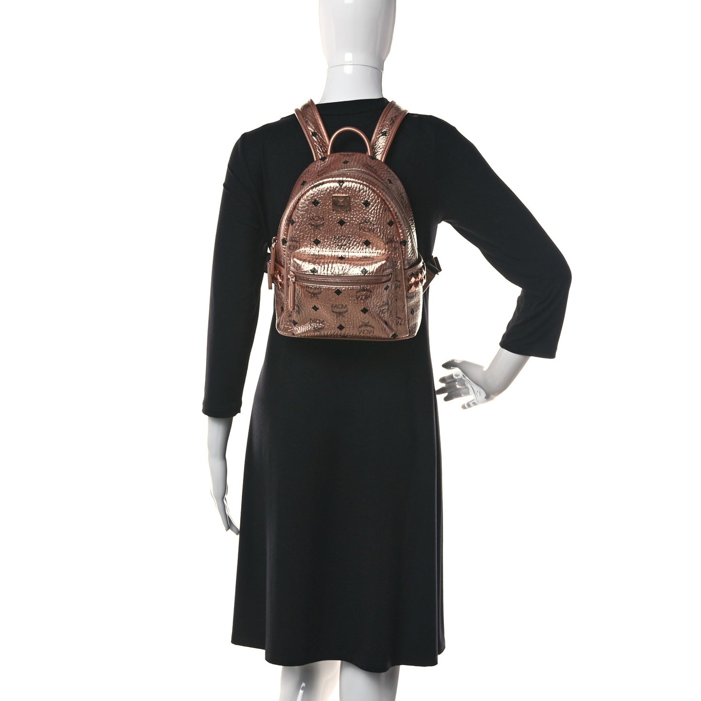 Metallic Visetos Mini Side Stud Stark Backpack Champagne Gold