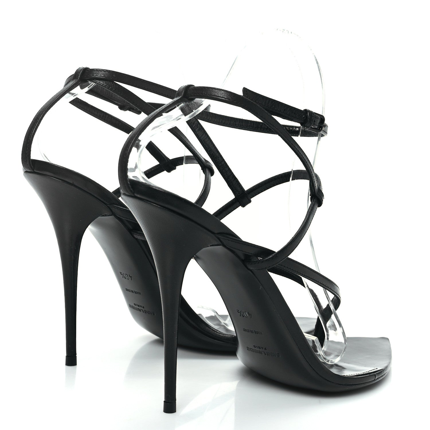 Saint Laurent Calfskin Gippy Thong 110 Sandals 40.5 Black 4 of 8