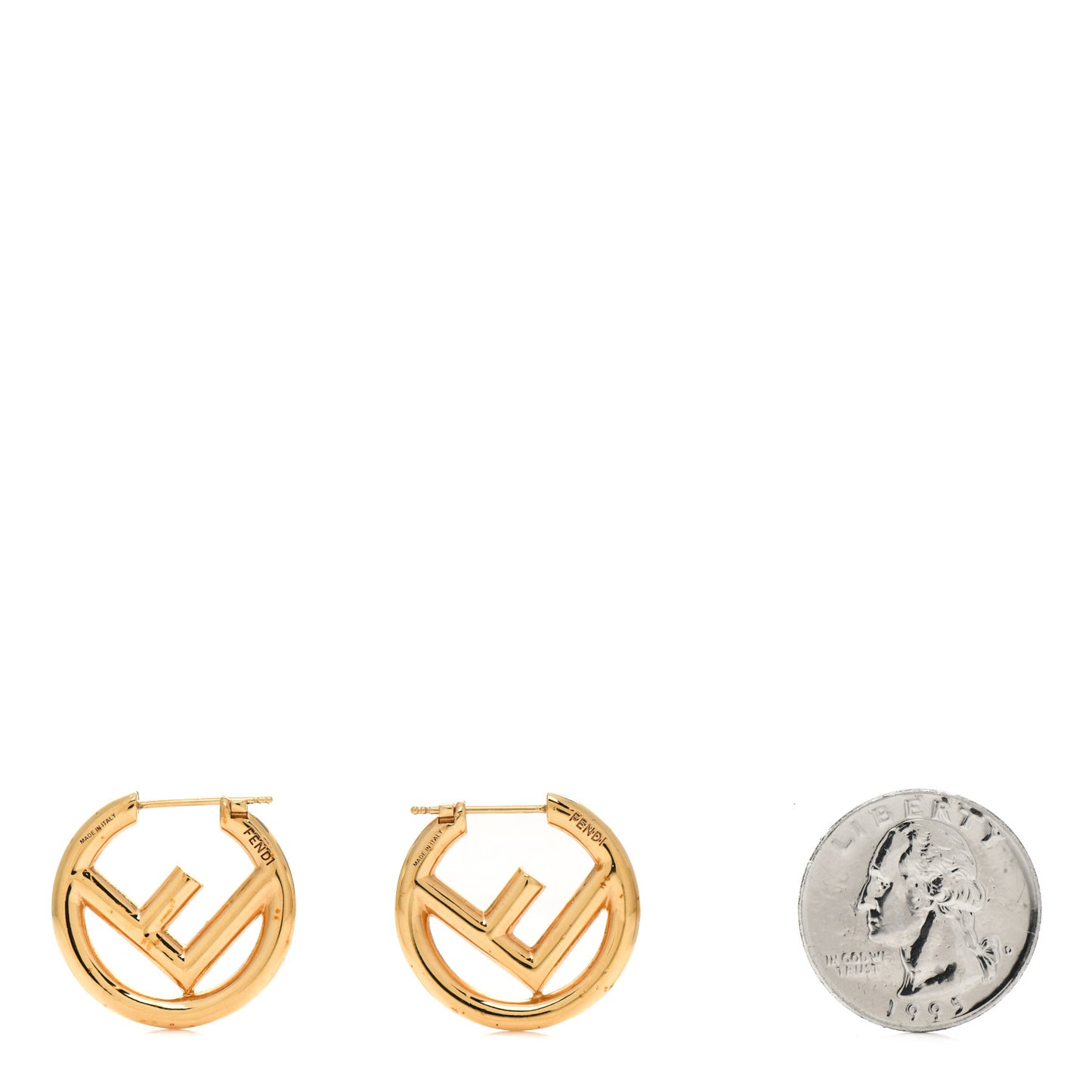 Metal FF Hoop Earrings Gold