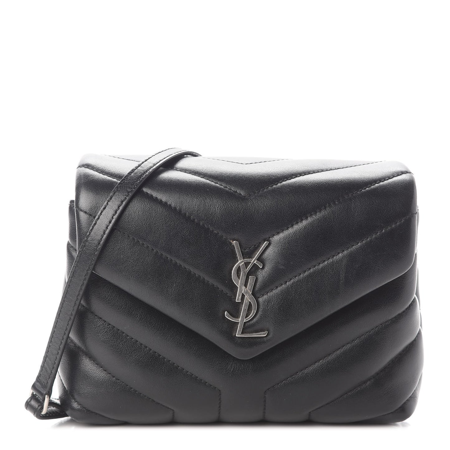 Calfskin Y Quilted Monogram Toy Loulou Crossbody Bag Black