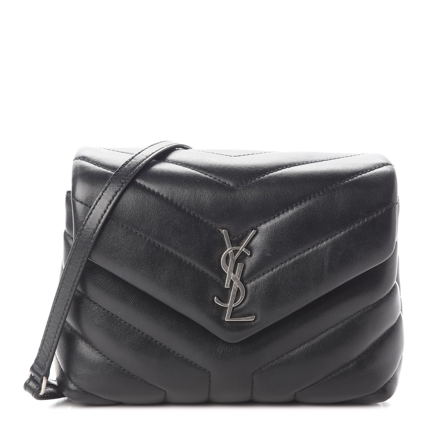 Saint Laurent Calfskin Y Quilted Monogram Toy Loulou Crossbody Bag Black 1 of 10