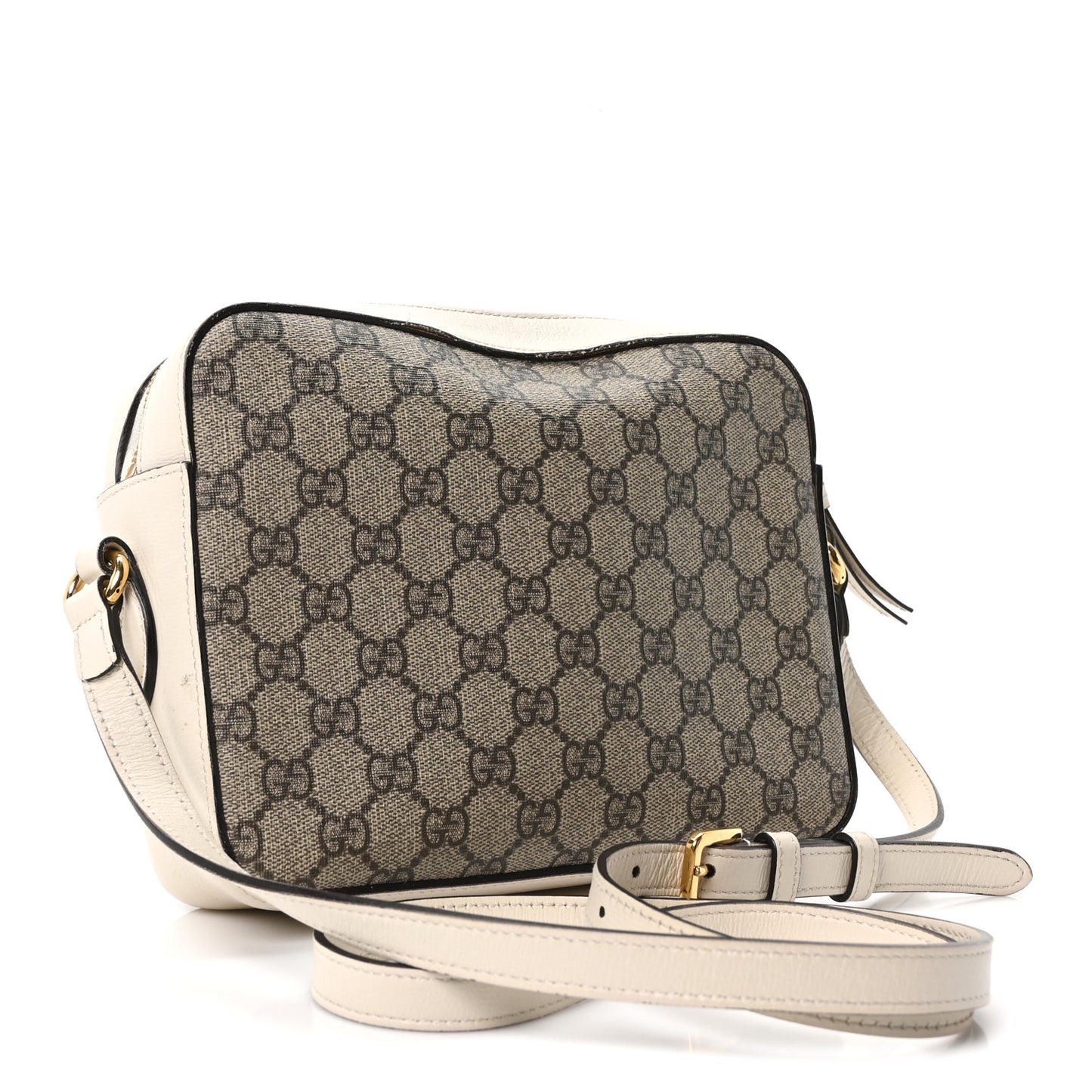 GG Supreme Monogram Small Horsebit 1955 Shoulder Bag Beige Mystic White
