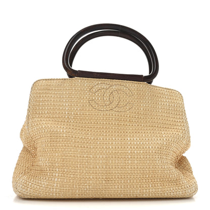 Chanel Woven Straw Raffia Wooden Handle Bag 1 of 10