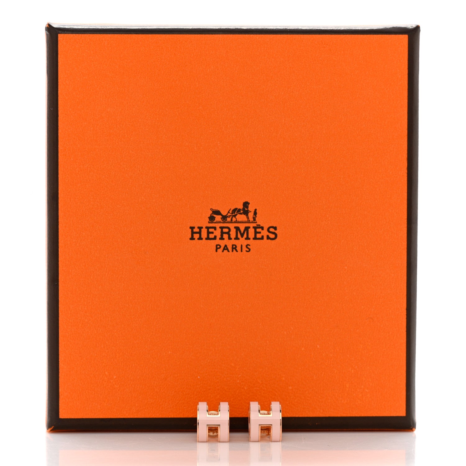 Hermes Rose Gold Lacquered Mini Pop H Earrings Rose Dragee 7 of 7