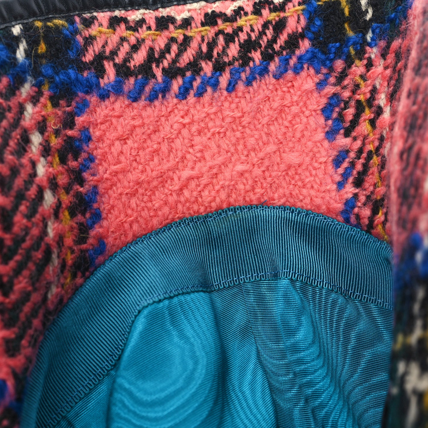 Gucci Wool Tweed Wide Brim Hat L Blue Pink Black 10 of 10