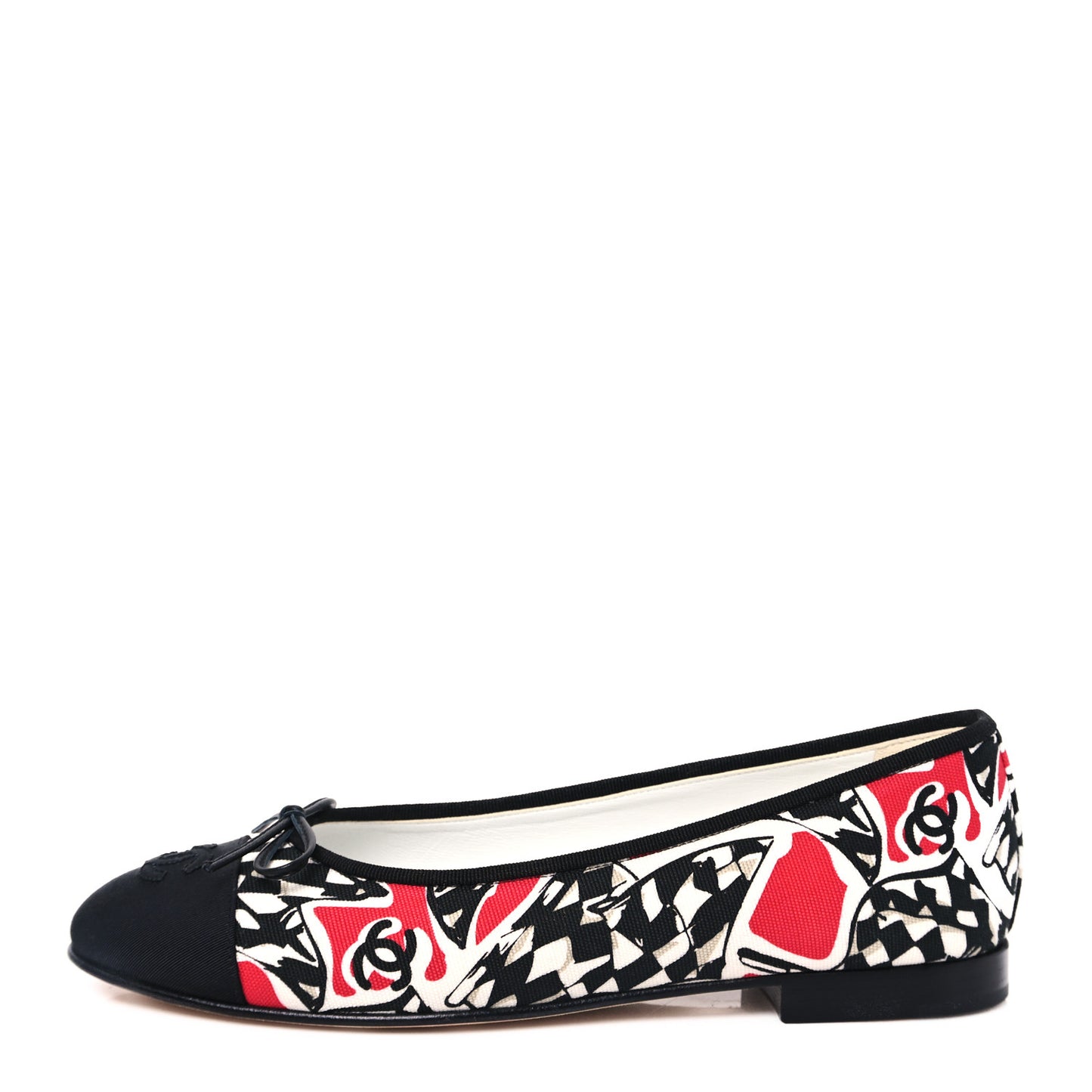 Canvas Grosgrain Cap Toe CC Ballerina Flats 39 Red Multicolor
