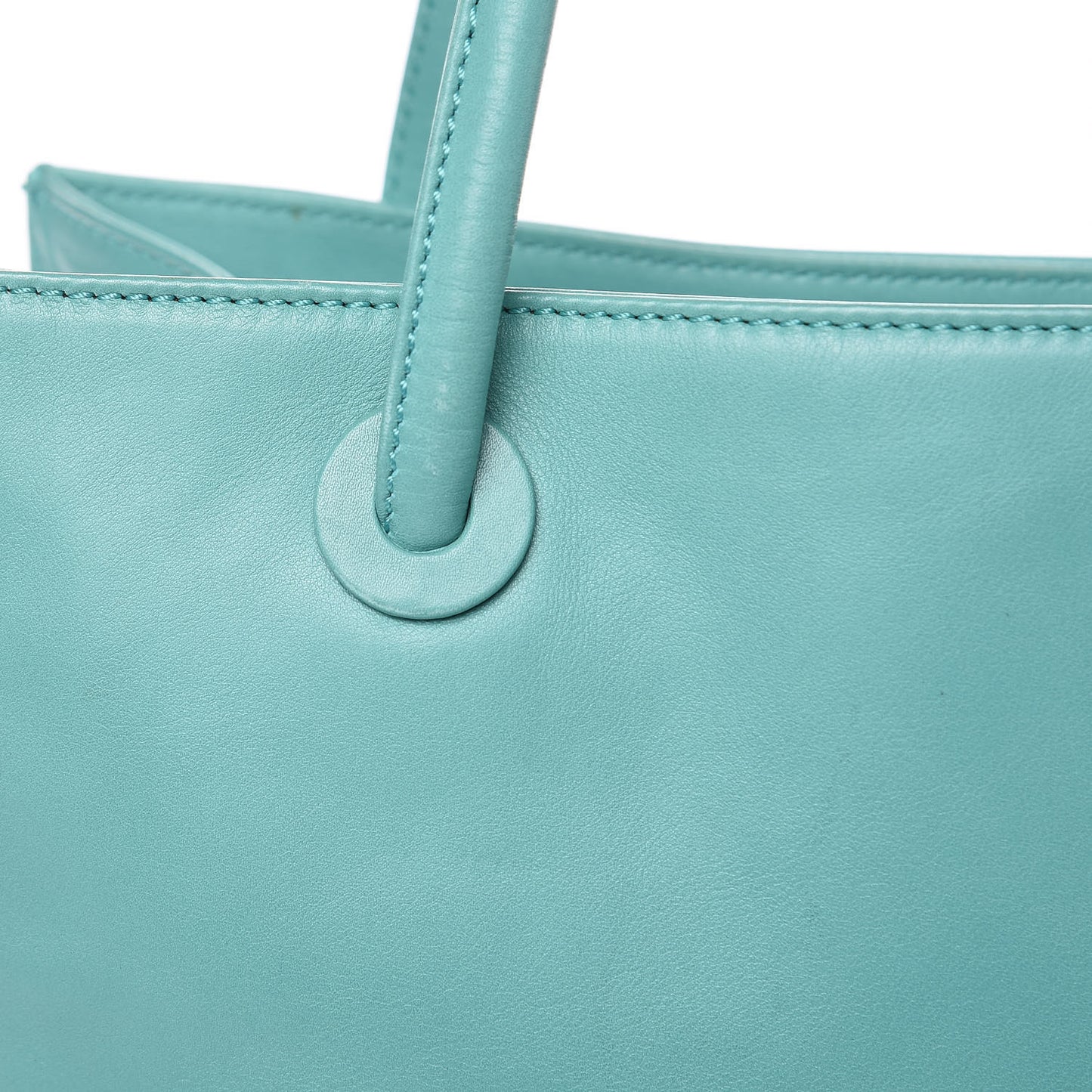 Lambskin CC Stitched Tote Turquoise
