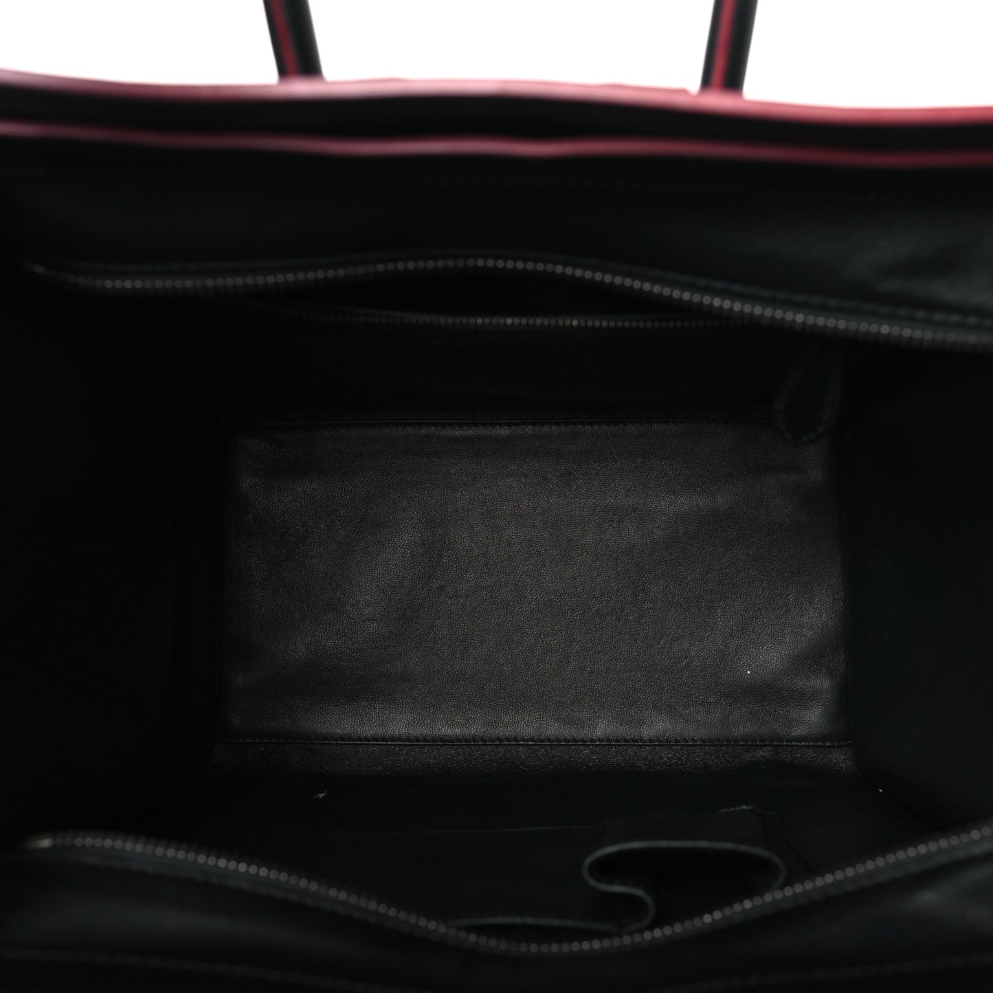 Smooth Calfskin Mini Luggage Black Pink Trim