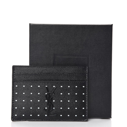 Saint Laurent Grain De Poudre Geo Print Monogram Credit Card Case Black White 8 of 8