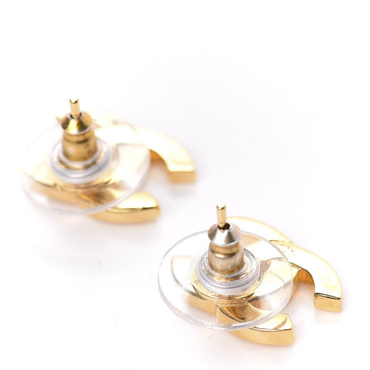 Chanel Metal CC Paris Button Stud Earrings Gold 3 of 5