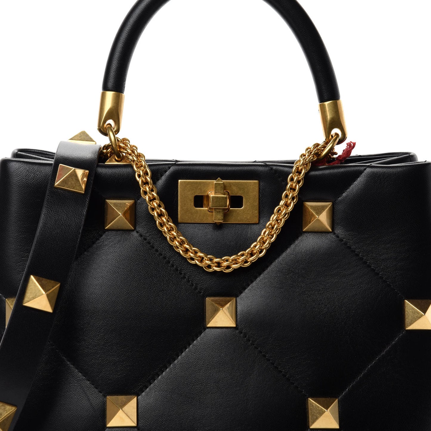 Nappa Roman Stud The Handle Bag Black