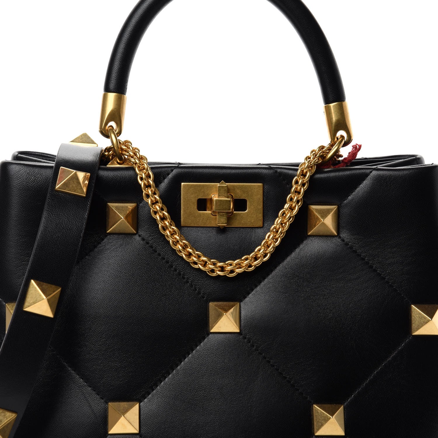 Valentino Garavani Nappa Roman Stud The Handle Bag Black 10 of 10
