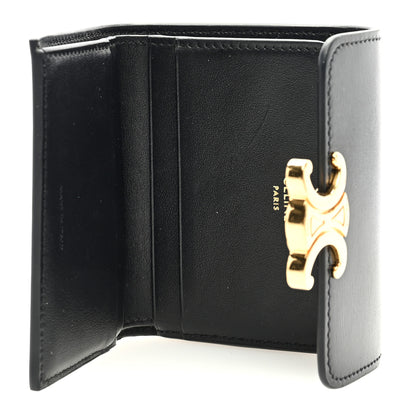 Celine Calfskin Compact Triomphe Wallet With Coin Purse Black 5 of 6