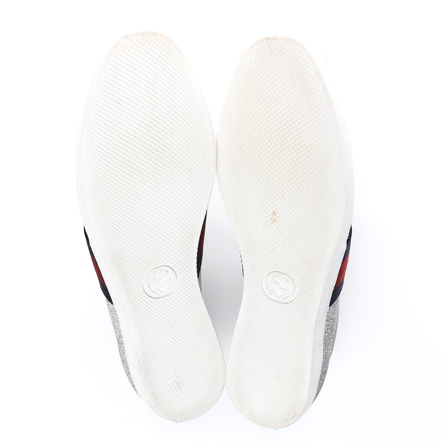 Gucci Glitter Fabric Studded Web Sneakers 38 Silver 5 of 9