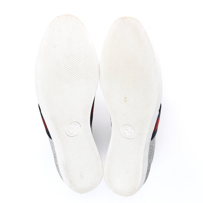 Gucci Glitter Fabric Studded Web Sneakers 38 Silver 5 of 9