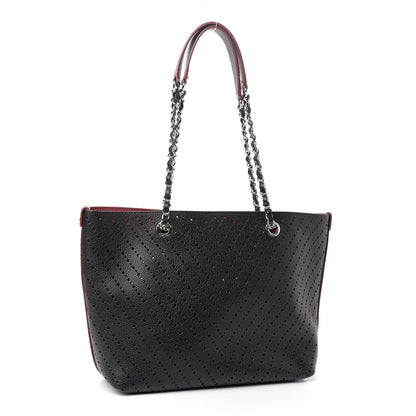 Chanel Perforated Grained Calfskin Large Shopping Tote Black 4 of 10