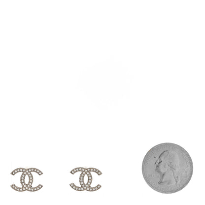 Chanel Crystal CC Earrings Silver 2 of 6