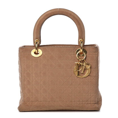 Christian Dior Nylon Cannage Medium Lady Dior Beige 1 of 21