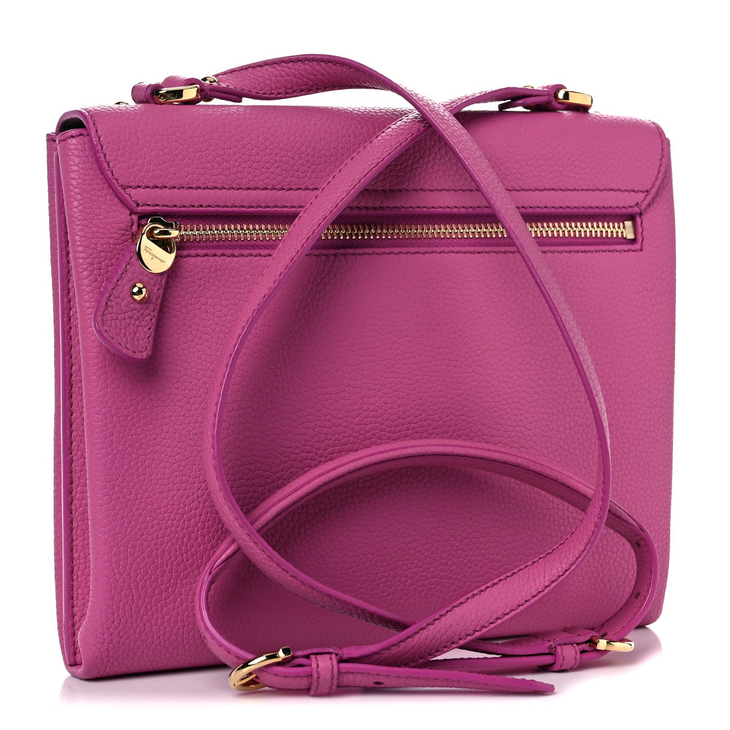 Salvatore Ferragamo Grained Calfskin Mya Flip Lock Shoulder Bag Pink 3 of 14