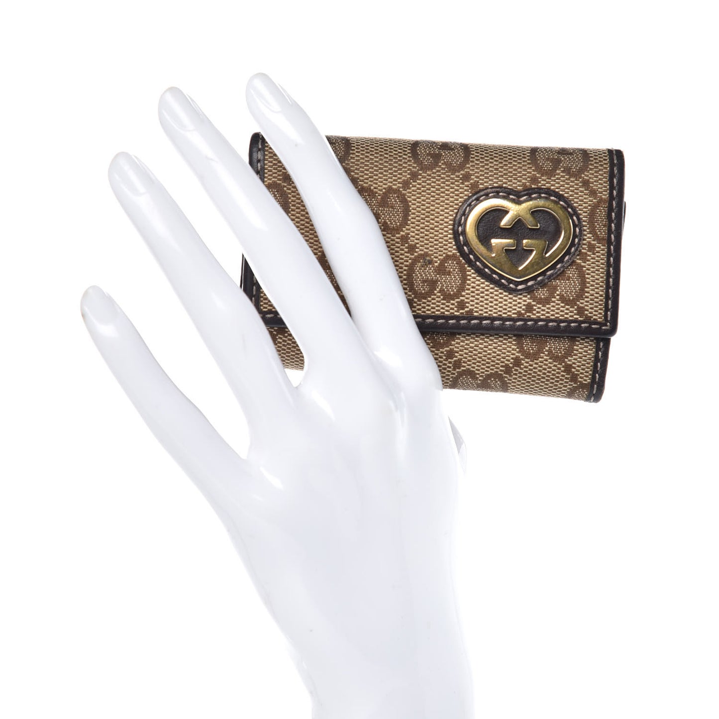 Monogram Lovely Heart 6 Key Holder Case Brown