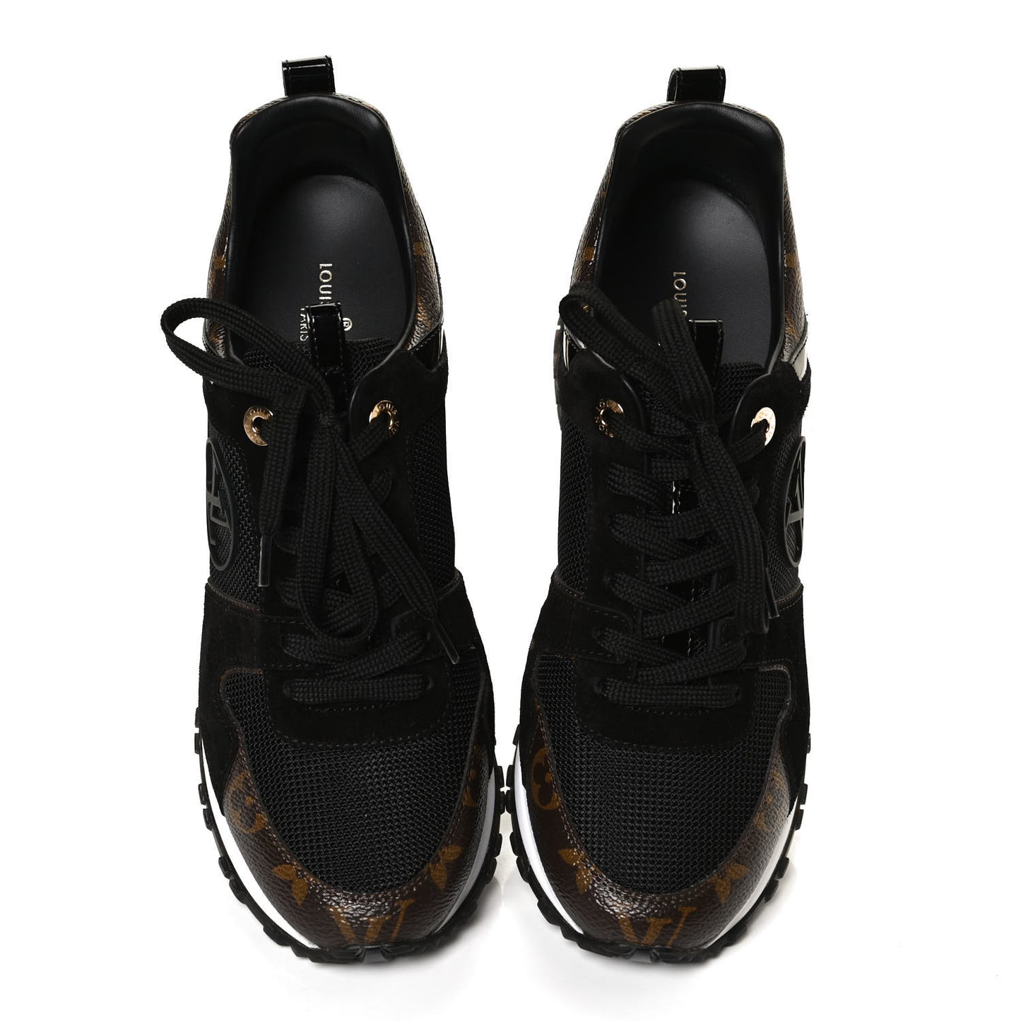 Suede Monogram Run Away Sneakers 37.5 Black