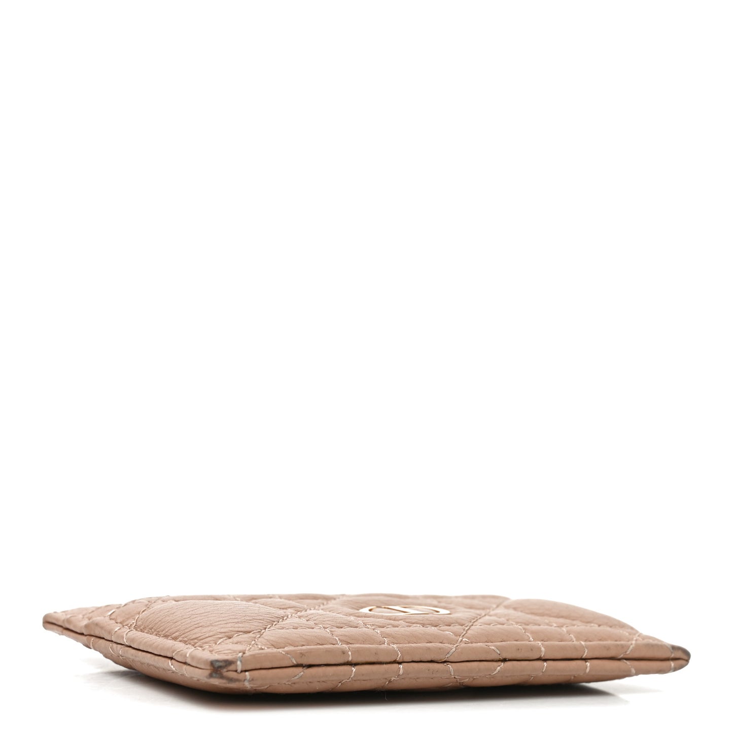 Supple Calfskin Cannage Caro Freesia Card Holder Rose De Vents