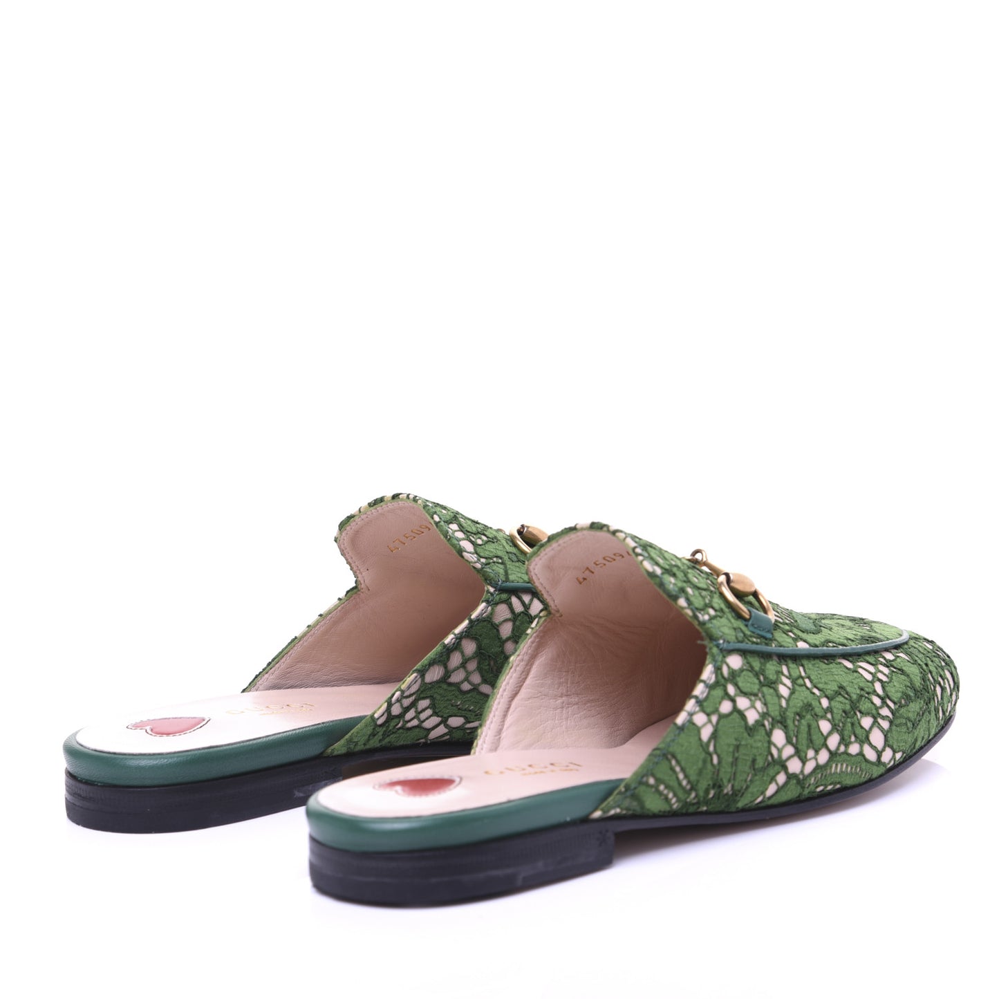 Lace Malaga Kid Womens Princetown Slippers 35 Green Grass Skin Rose