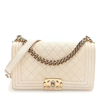 Chanel Caviar Quilted Medium Boy Flap White White 1 of 10