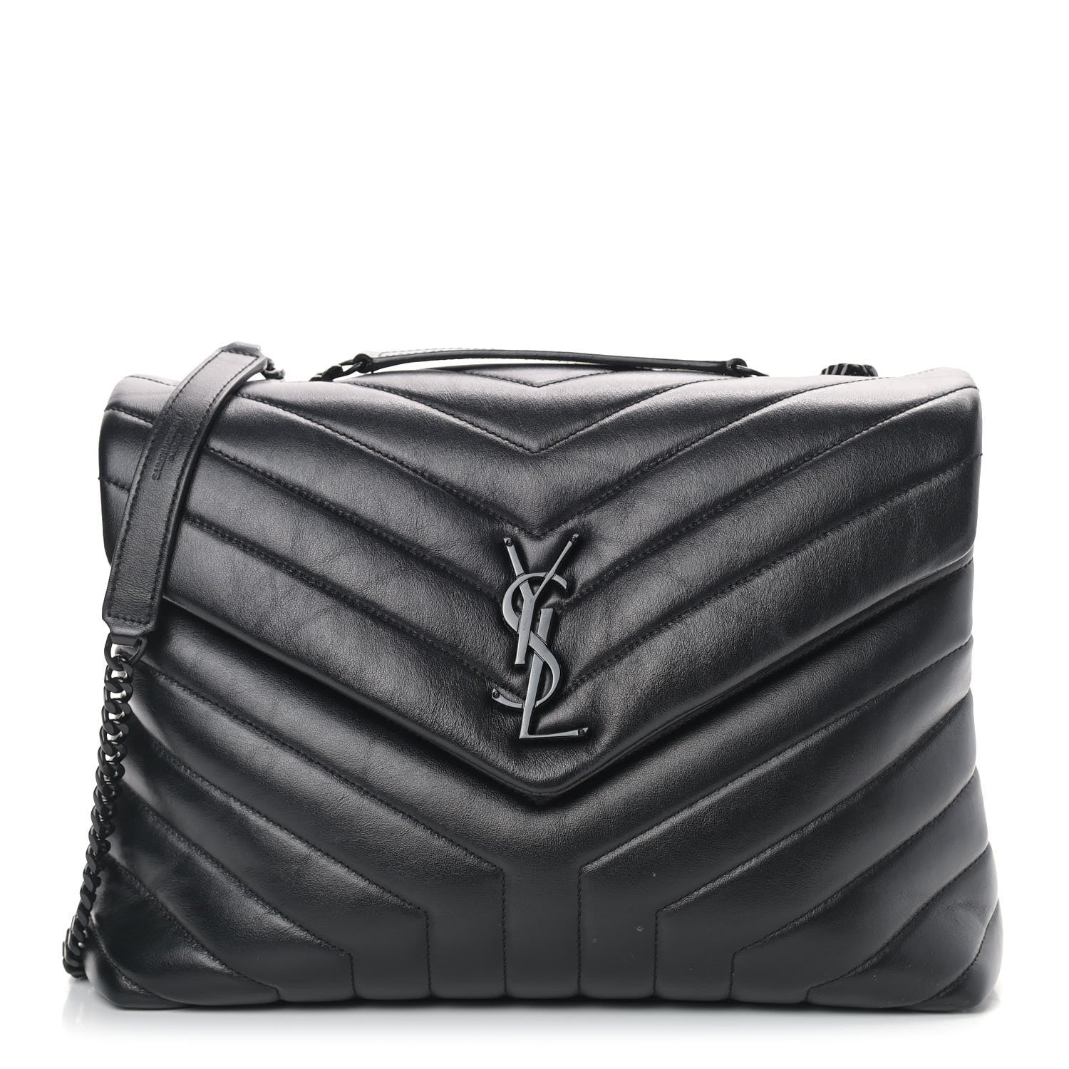 Saint Laurent Calfskin Y Quilted Monogram Medium Loulou Chain Satchel Black 1 of 12