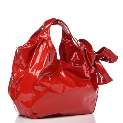 Valentino Garavani Patent Lacca Small Nuage Bow Hobo Red 3 of 8