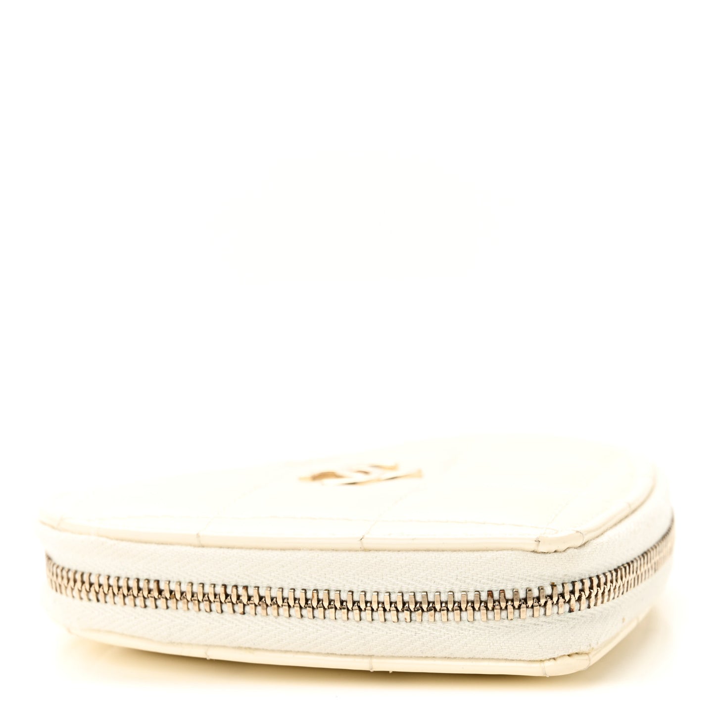Patent Calfskin Resin Quilted CC Heart Clutch With Chain Black