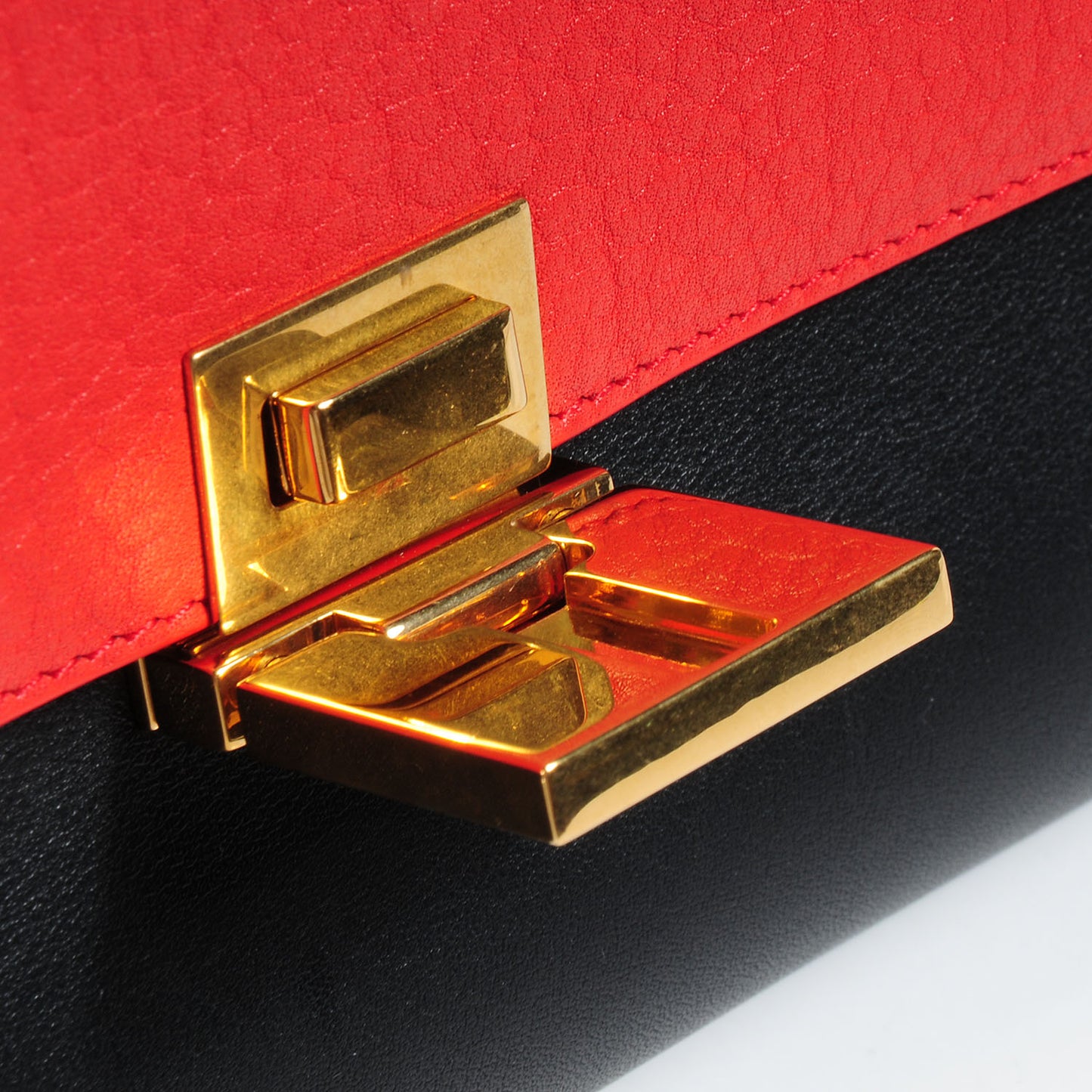 Textured Calfskin Suede Medium Tri-Color Trapeze Vermillion