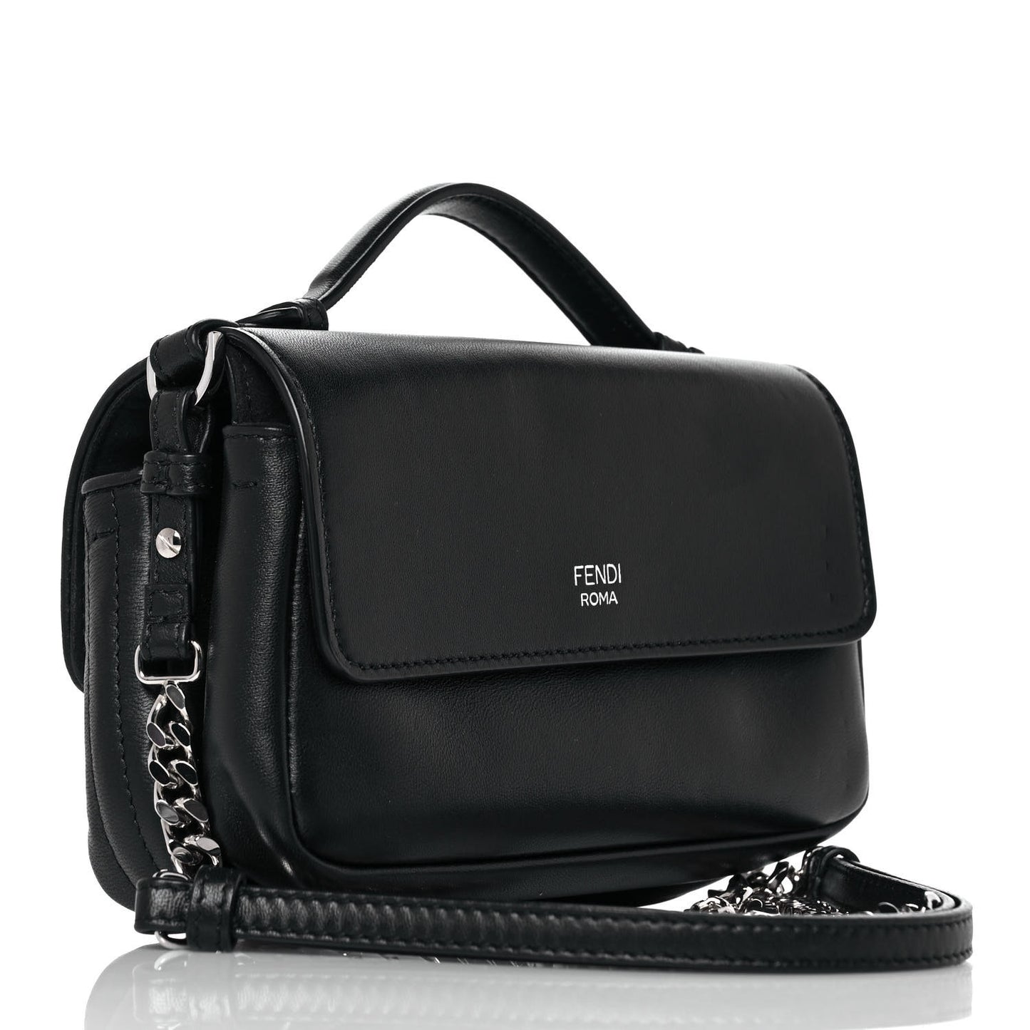 Shiny Nappa Trapuntata Micro Double Baguette Black