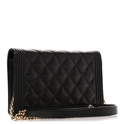 Chanel Caviar Quilted Boy Wallet On Chain WOC Black 2 of 5