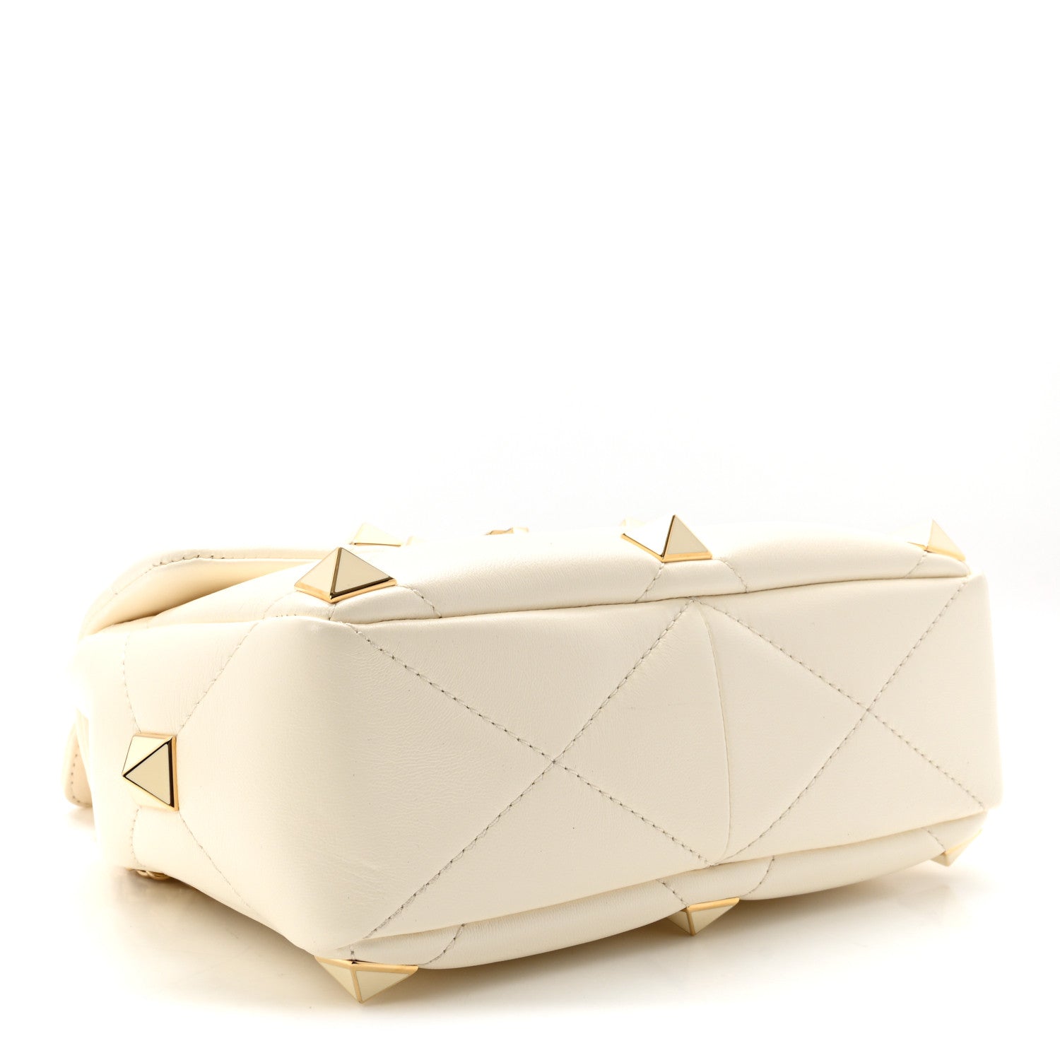 Valentino Garavani Nappa Enamel Medium Roman Stud Shoulder Bag Ivory 4 of 9