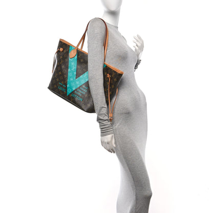 Louis Vuitton Monogram V Neverfull MM Turquoise 3 of 12