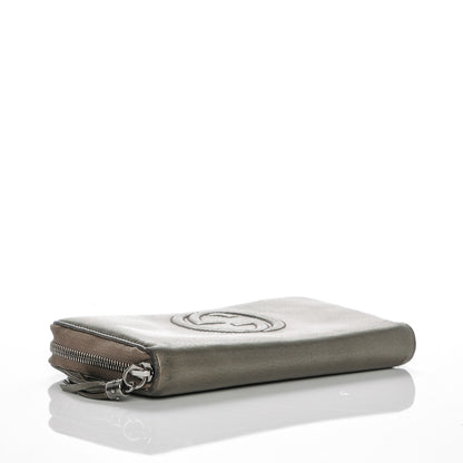 Gucci Metallic Pebbled Calfskin Soho Zip Around Wallet Sasso 4 of 12