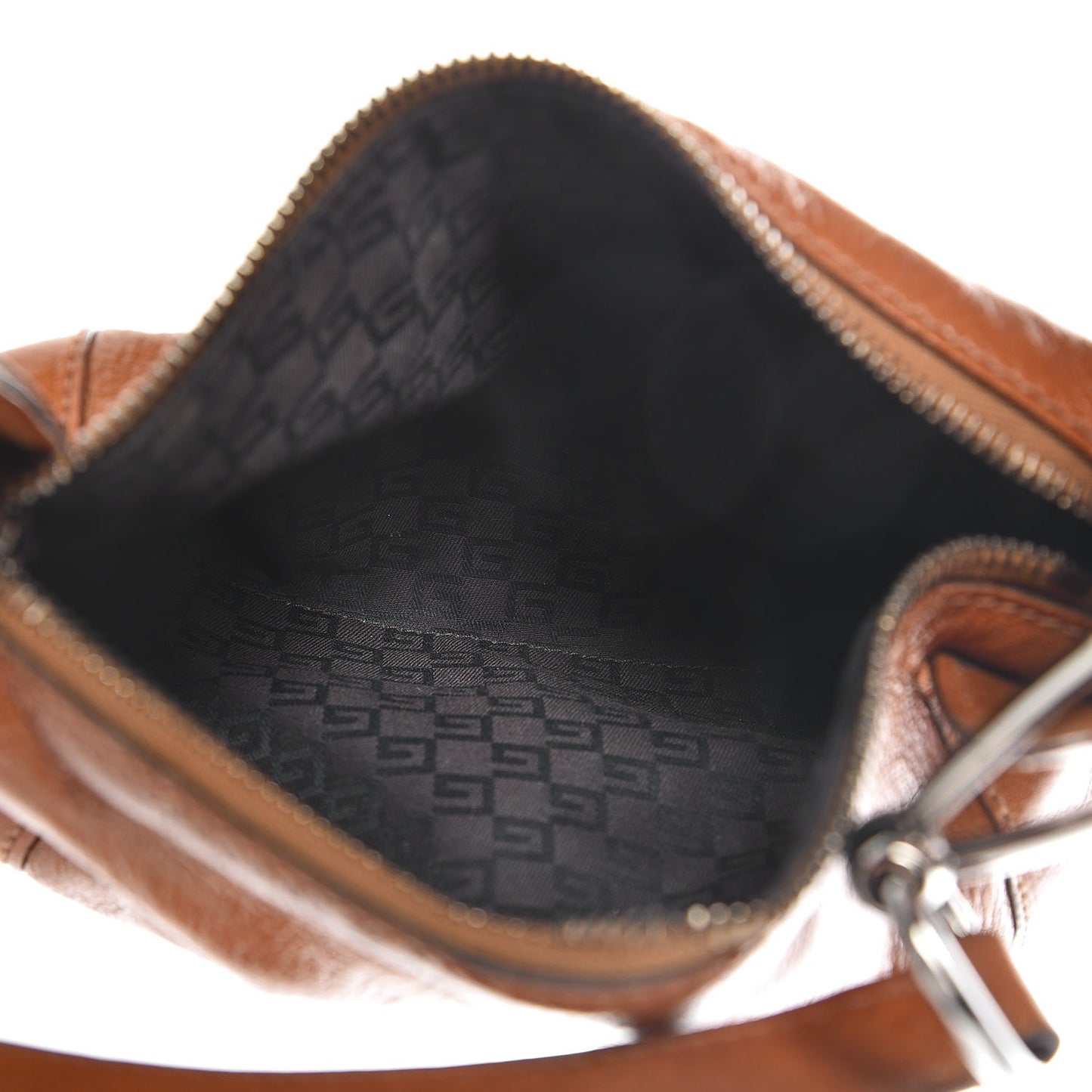 Glazed Calfskin Small Hobo Brown